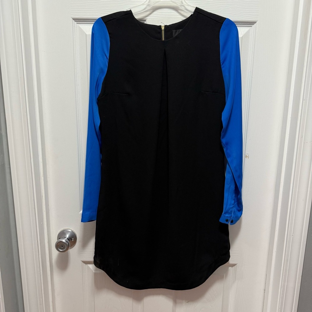 Massimo Black and Blue Long Sleeve Dress